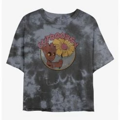 HER Marvel Guardians Of The Galaxy Outdoorsy Groot Womens Tie-Dye Crop T-Shirt