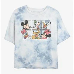 HER Disney Mickey Mouse And Friends Grid Womens Tie-Dye Crop T-Shirt