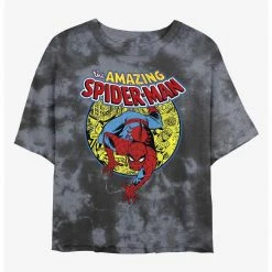 Marvel Spider-Man Urban Hero Womens Tie-Dye Crop T-Shirt