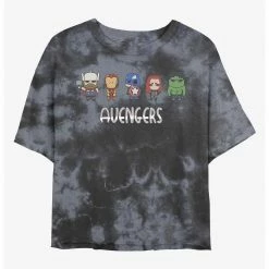 HER Marvel Avengers Chibi Womens Tie-Dye Crop T-Shirt