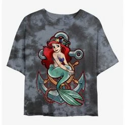 HER Disney The Little Mermaid Anchor Womens Tie-Dye Crop T-Shirt