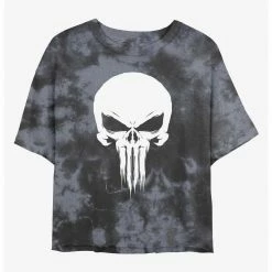 Marvel Punisher Logo Womens Tie-Dye Crop T-Shirt