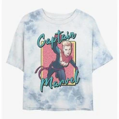 HER Marvel Captain Marvel Retro Womens Tie-Dye Crop T-Shirt