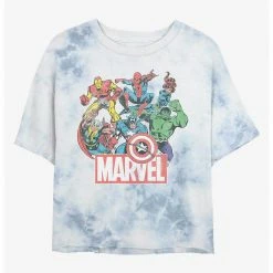 Marvel Avengers Heroes Of Today Womens Tie-Dye Crop T-Shirt