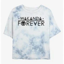 Marvel Black Panther Wakanda Forever Womens Tie-Dye Crop T-Shirt