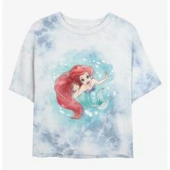 HER Disney The Little Mermaid Under The Sea Womens Tie-Dye Crop T-Shirt