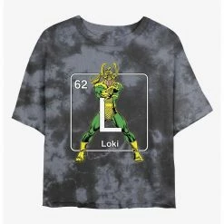 HER Marvel Loki Periodic Womens Tie-Dye Crop T-Shirt