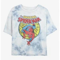 Marvel Spider-Man Urban Hero Womens Tie-Dye Crop T-Shirt