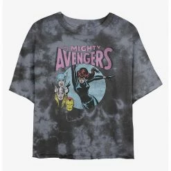Marvel Avengers Retro Mighty Heroes Womens Tie-Dye Crop T-Shirt