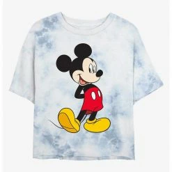 HER Disney Mickey Mouse Traditional Womens Tie-Dye Crop T-Shirt