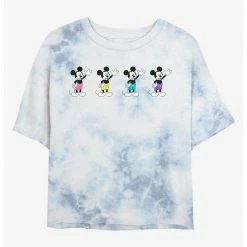 HER Disney Mickey Mouse Multiples Womens Tie-Dye Crop T-Shirt
