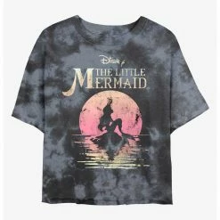HER Disney The Little Mermaid Silhouette Womens Tie-Dye Crop T-Shirt