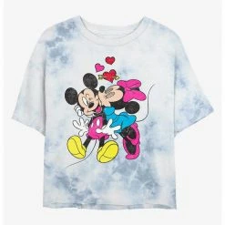 HER Disney Mickey Mouse And Minnie Love Womens Tie-Dye Crop T-Shirt