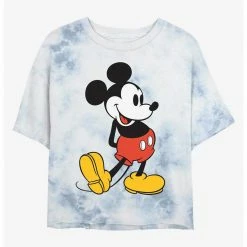 HER Disney Mickey Mouse Classic Womens Tie-Dye Crop T-Shirt