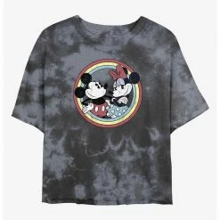 HER Disney Mickey Mouse And Minnie Circle Womens Tie-Dye Crop T-Shirt
