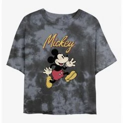 HER Disney Mickey Mouse Vintage Original Womens Tie-Dye Crop T-Shirt