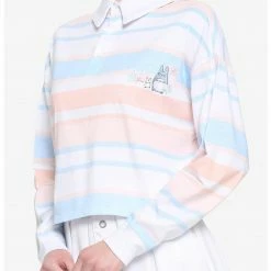 HUNIVERS Her Universe Studio Ghibli My Neighbor Totoro Pastel Stripe Crop Long-Sleeve Polo Shirt