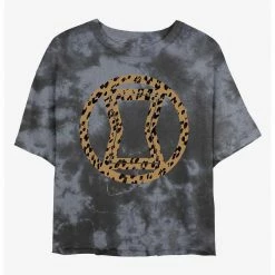 HER Marvel Black Widow Icon Leopard Fill Womens Tie-Dye Crop T-Shirt