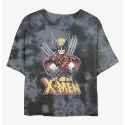 HER Marvel X-Men Vintage Wolverine Womens Tie-Dye Crop T-Shirt