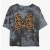 HER Disney Minnie Mouse Animal Print Bow Womens Tie-Dye Crop T-Shirt