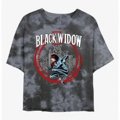 HER Marvel Black Widow City Circle Womens Tie-Dye Crop T-Shirt