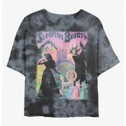 HER Disney Sleeping Beauty Poster Womens Tie-Dye Crop T-Shirt