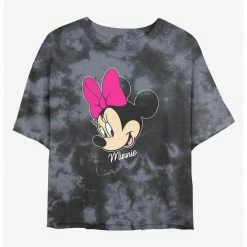 HER Disney Minnie Mouse Big Face Womens Tie-Dye Crop T-Shirt