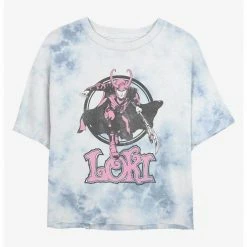 HER Marvel Loki Pretty In Pink Womens Tie-Dye Crop T-Shirt