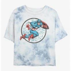 HER Marvel Captain America Retro Cap Womens Tie-Dye Crop T-Shirt