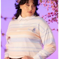 HUNIVERS Her Universe Studio Ghibli My Neighbor Totoro Pastel Stripe Crop Long-Sleeve Polo Shirt Plus Size