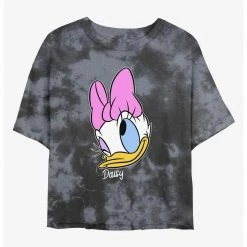 HER Disney Daisy Duck Big Face Womens Tie-Dye Crop T-Shirt