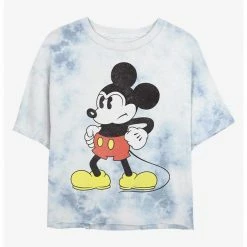 HER Disney Mickey Mouse Tough Womens Tie-Dye Crop T-Shirt