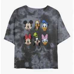 HER Disney Mickey Mouse And Friends Faces Womens Tie-Dye Crop T-Shirt