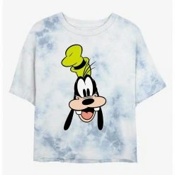HER Disney Goofy Big Face Womens Tie-Dye Crop T-Shirt