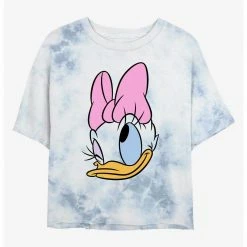HER Disney Daisy Duck Big Face Womens Tie-Dye Crop T-Shirt