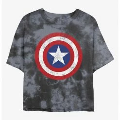 HER Marvel Captain America Distressed Shield Womens Tie-Dye Crop T-Shirt