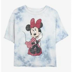HER Disney Minnie Mouse Classic Traditional Womens Tie-Dye Crop T-Shirt