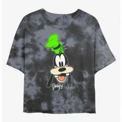 HER Disney Goofy Big Face Womens Tie-Dye Crop T-Shirt