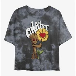 HER Marvel Guardians Of The Galaxy Flower Groot Womens Tie-Dye Crop T-Shirt