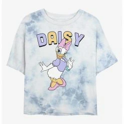 HER Disney Daisy Duck Classic Womens Tie-Dye Crop T-Shirt