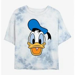 HER Disney Donald Duck Big Face Womens Tie-Dye Crop T-Shirt