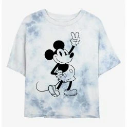 HER Disney Mickey Mouse Simple Womens Tie-Dye Crop T-Shirt