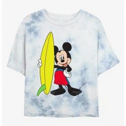 HER Disney Mickey Mouse Surf Womens Tie-Dye Crop T-Shirt