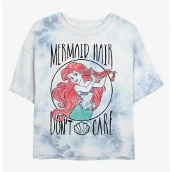 HER Disney The Little Mermaid Mermaid Hair Womens Tie-Dye Crop T-Shirt