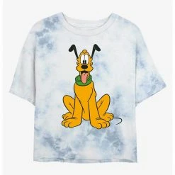 HER Disney Pluto Traditional Womens Tie-Dye Crop T-Shirt