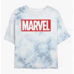 HER Marvel Logo Womens Tie-Dye Crop T-Shirt