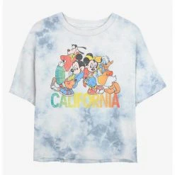 HER Disney Mickey Mouse California Group Womens Tie-Dye Crop T-Shirt