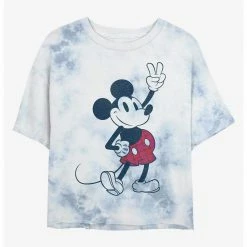 HER Disney Mickey Mouse Vintage Womens Tie-Dye Crop T-Shirt