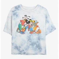 HER Disney Mickey Mouse And Friends Retro Womens Tie-Dye Crop T-Shirt