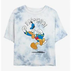 HER Disney Donald Duck Angry Jump Womens Tie-Dye Crop T-Shirt